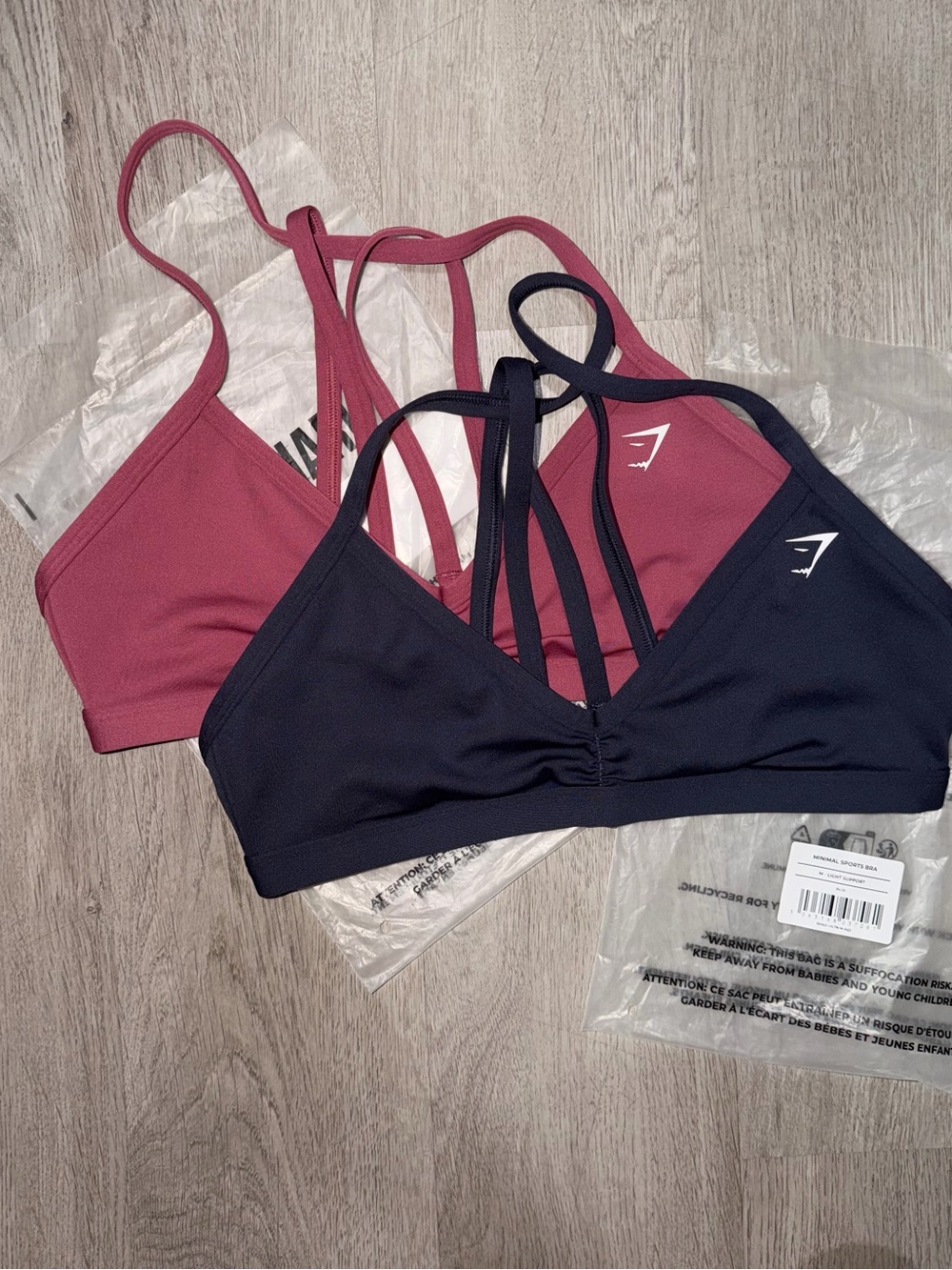 NWT Gymshark minimal bra in heavy blue and reset pink